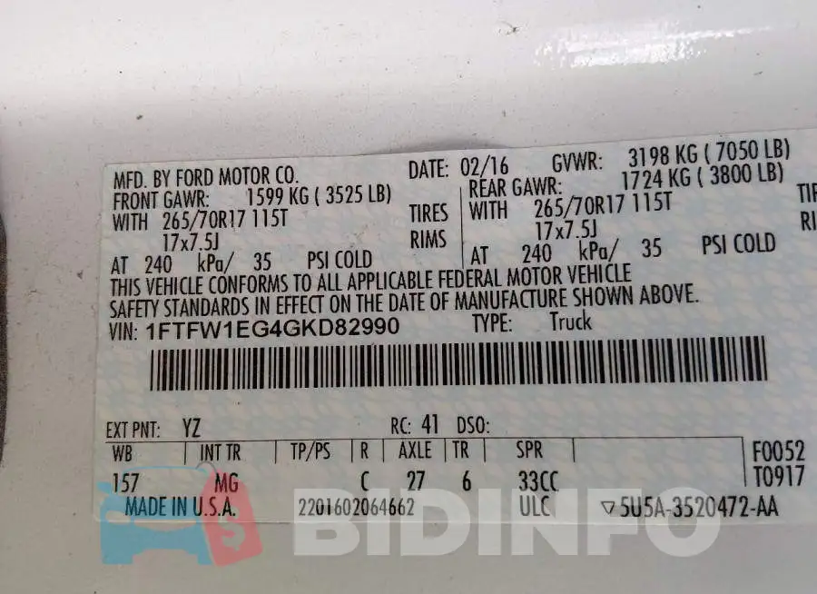 1FTFW1EG4GKD82990 Photo# 9