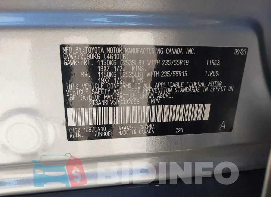 2T3A1RFV5PC392098 Photo# 9