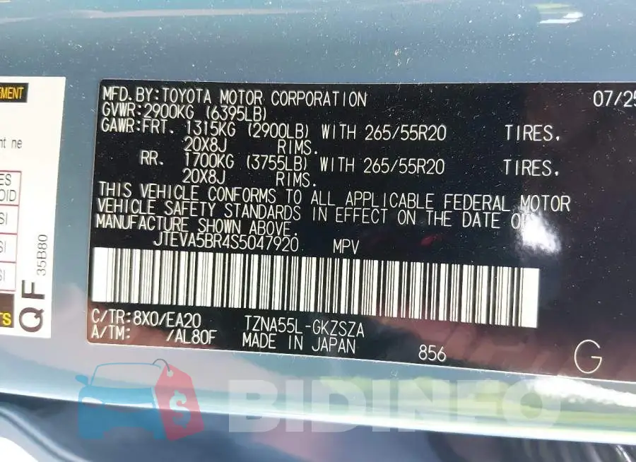 JTEVA5BR4S5047920 Photo# 9