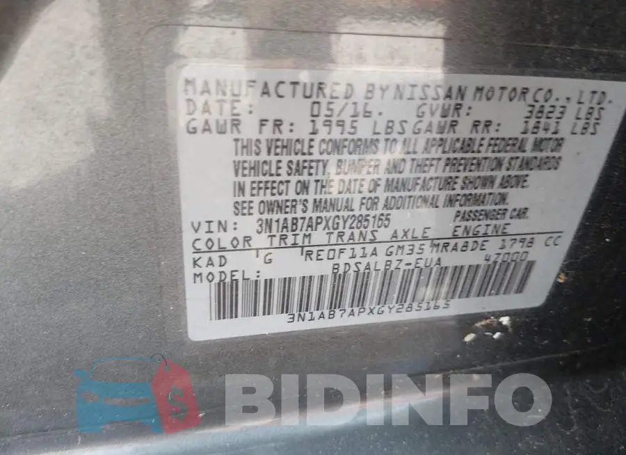 3N1AB7APXGY285165 Photo# 9