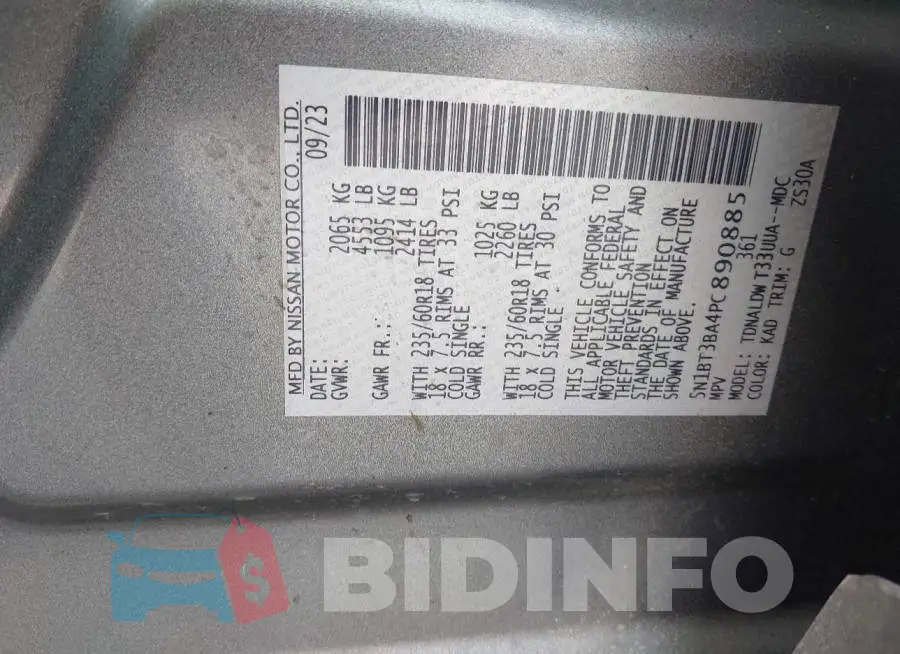 5N1BT3BA4PC890885 Photo# 9