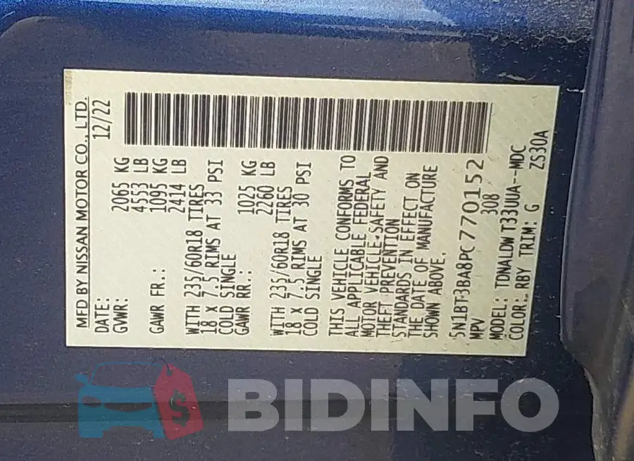 5N1BT3BA8PC770152 Photo# 9
