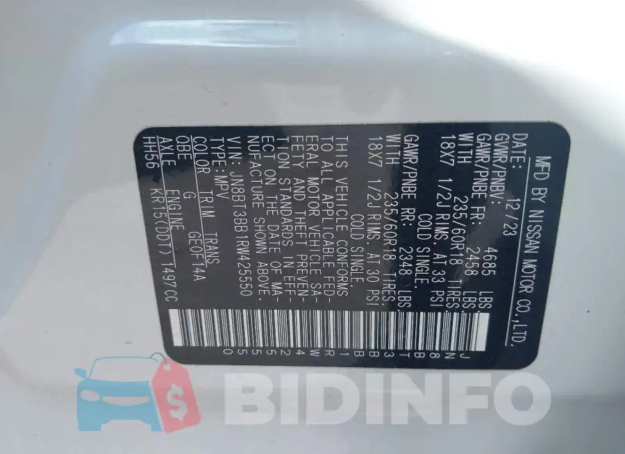 JN8BT3BB1RW425550 Photo# 9
