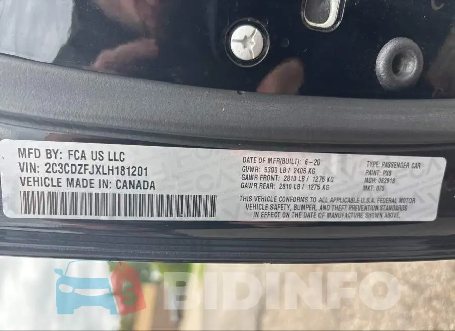 2C3CDZFJXLH181201 Photo# 9