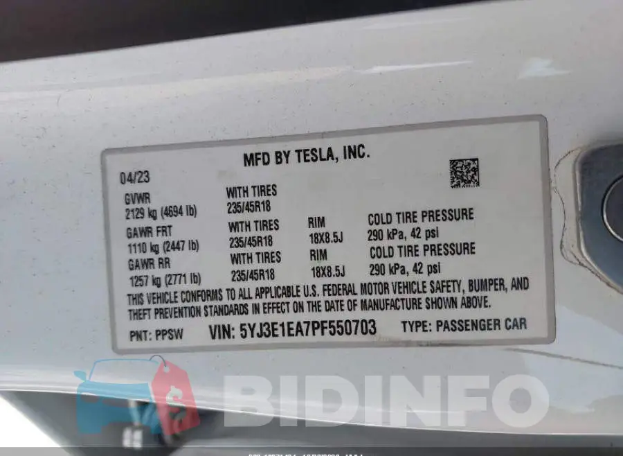 5YJ3E1EA7PF550703 Photo# 9