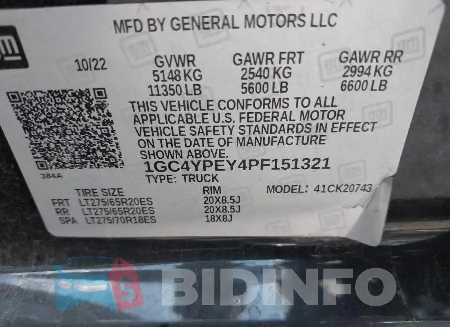 1GC4YPEY4PF151321 Photo# 8