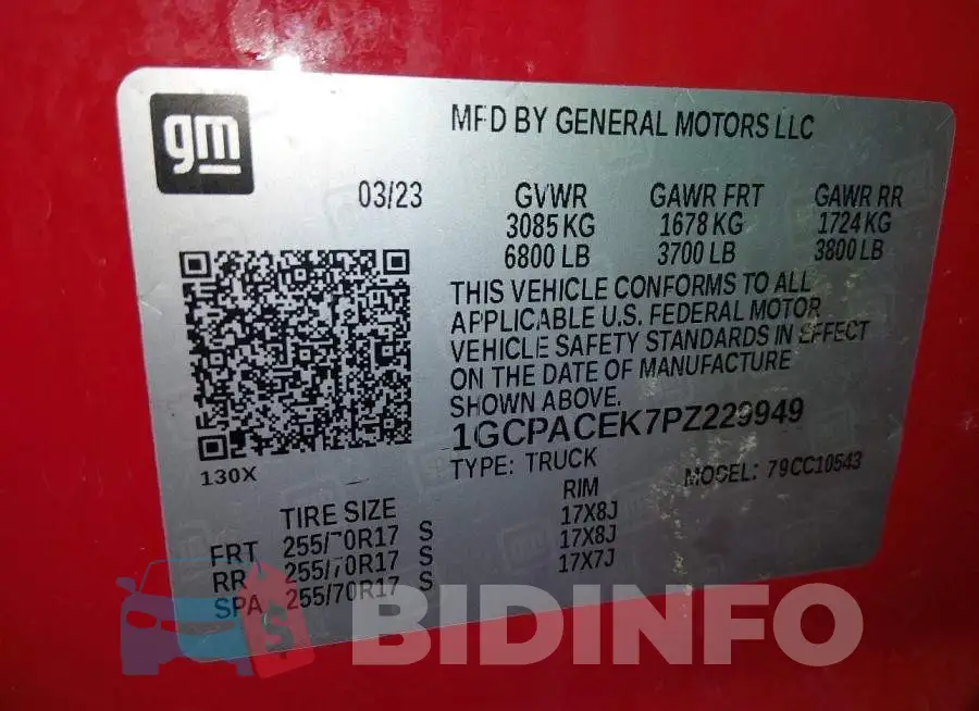 1GCPACEK7PZ229949 Photo# 9