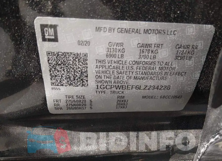 1GCPWBEF6LZ234228 Photo# 9