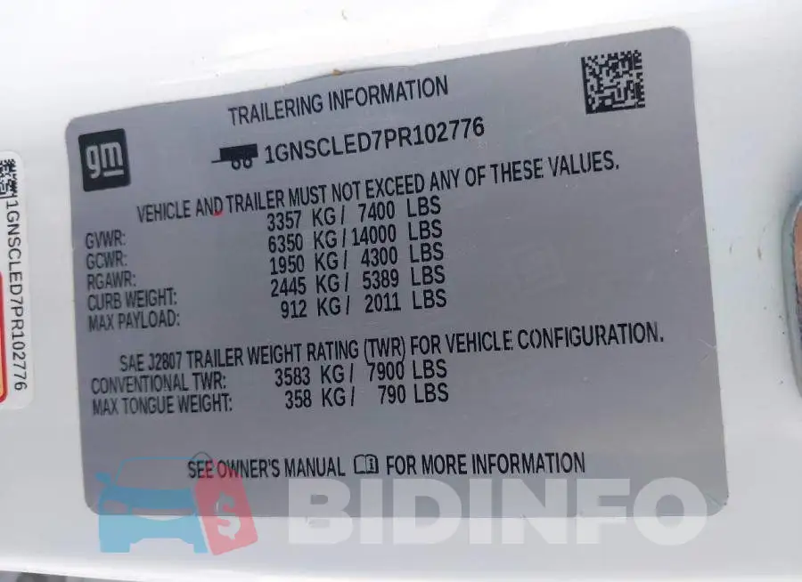 1GNSCLED7PR102776 Photo# 9