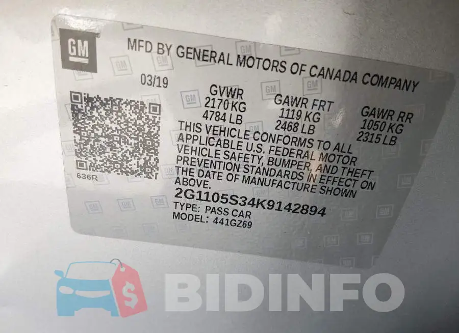 2G1105S34K9142894 Photo# 9