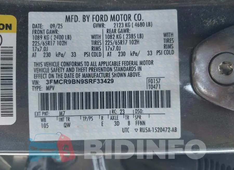 3FMCR9BN9SRF33429 Photo# 9