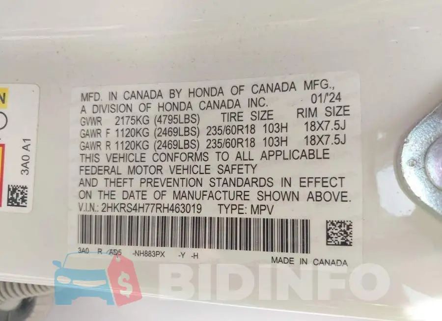 2HKRS4H77RH463019 Photo# 9