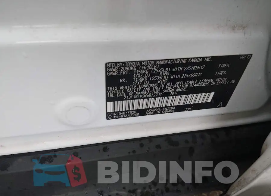 2T3F1RFV2KW072217 Photo# 9
