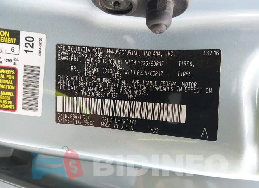 5TDYK3DC9GS700027 Photo# 9
