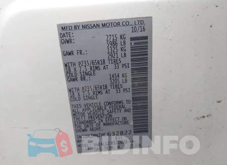 5N1DR2MN2HC632822 Photo# 9