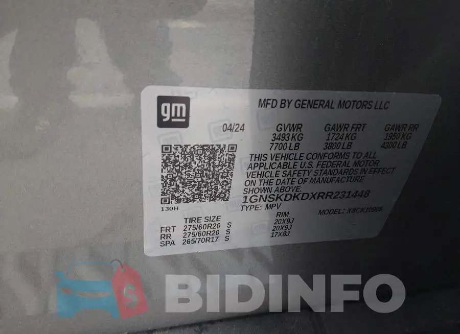 1GNSKDKDXRR231448 Photo# 9