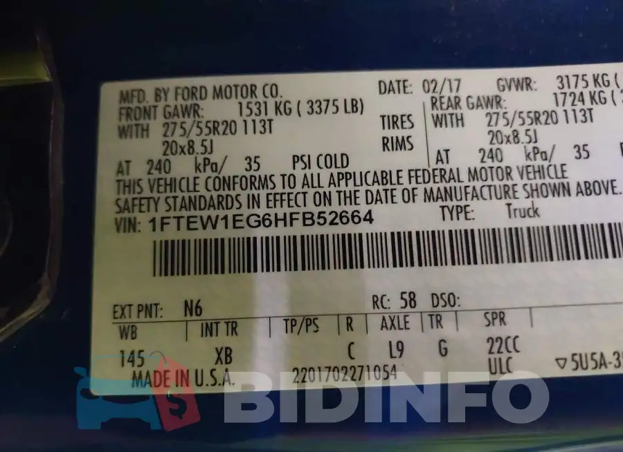 1FTEW1EG6HFB52664 Photo# 9