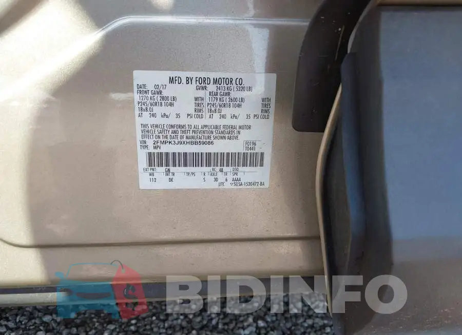2FMPK3J9XHBB59086 Photo# 9