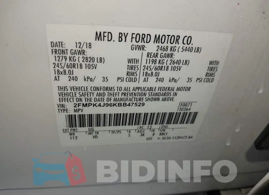 2FMPK4J96KBB47529 Photo# 9