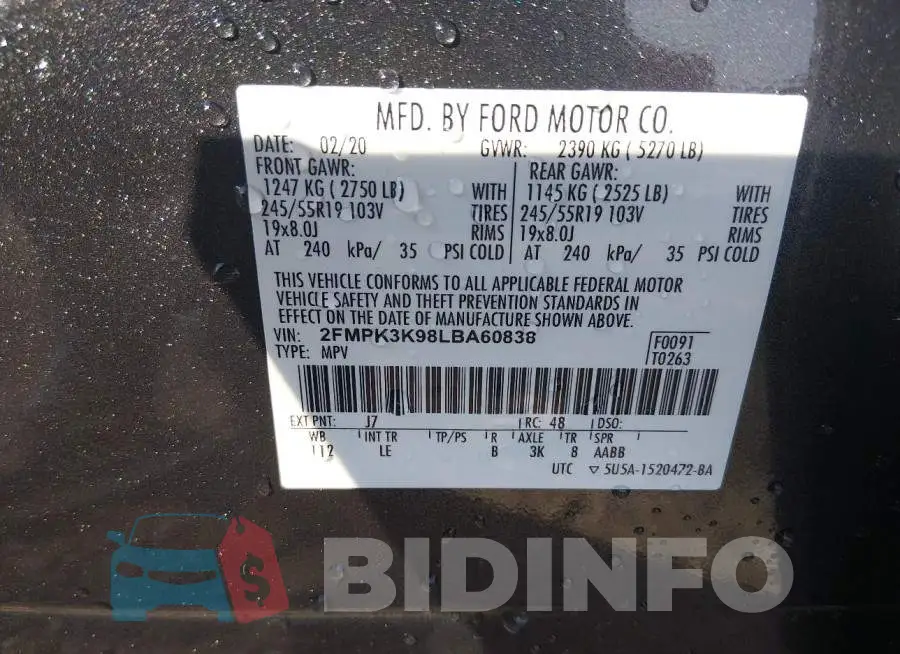 2FMPK3K98LBA60838 Photo# 9