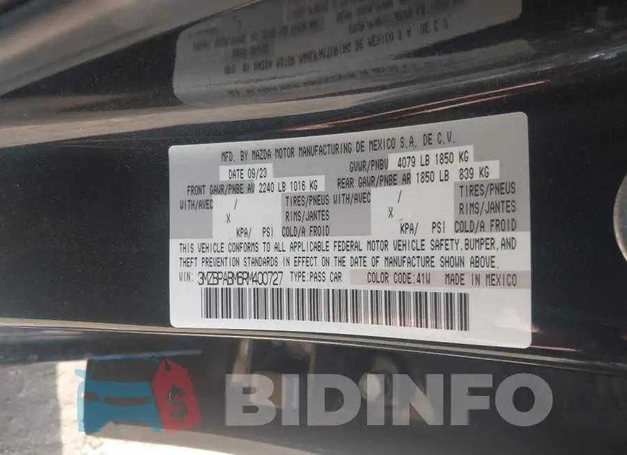3MZBPABM6RM400727 Photo# 9