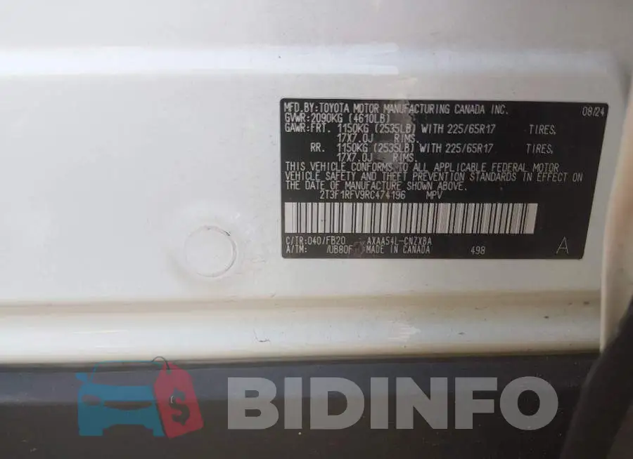 2T3F1RFV9RC474196 Photo# 9