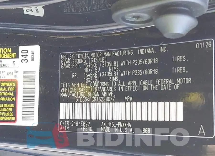 5TDCSKFC9TS238077 Photo# 7