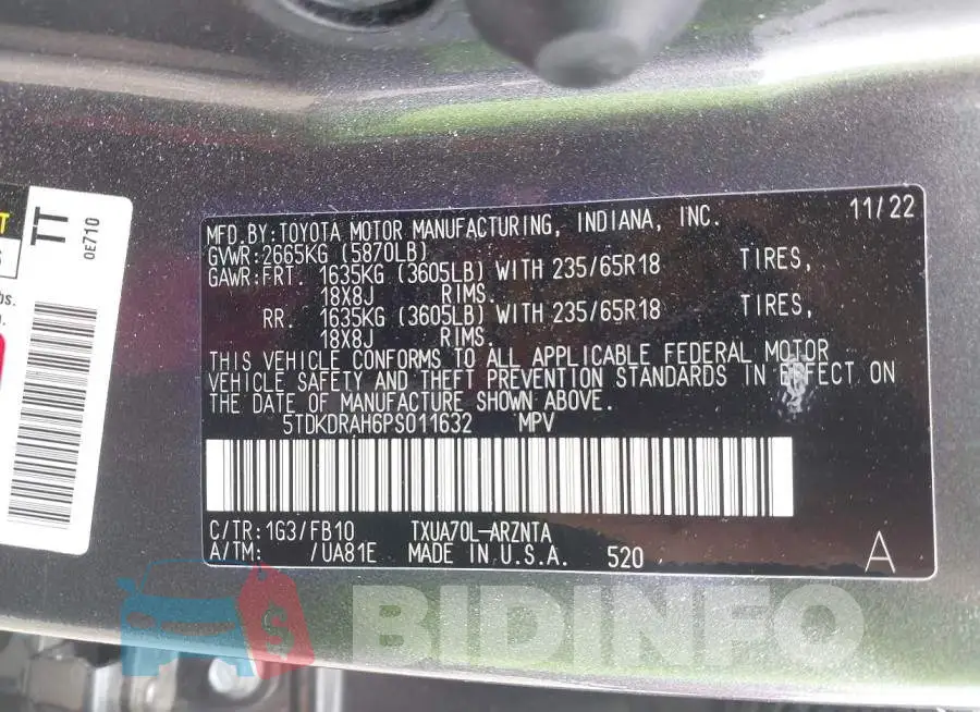 5TDKDRAH6PS011632 Photo# 9