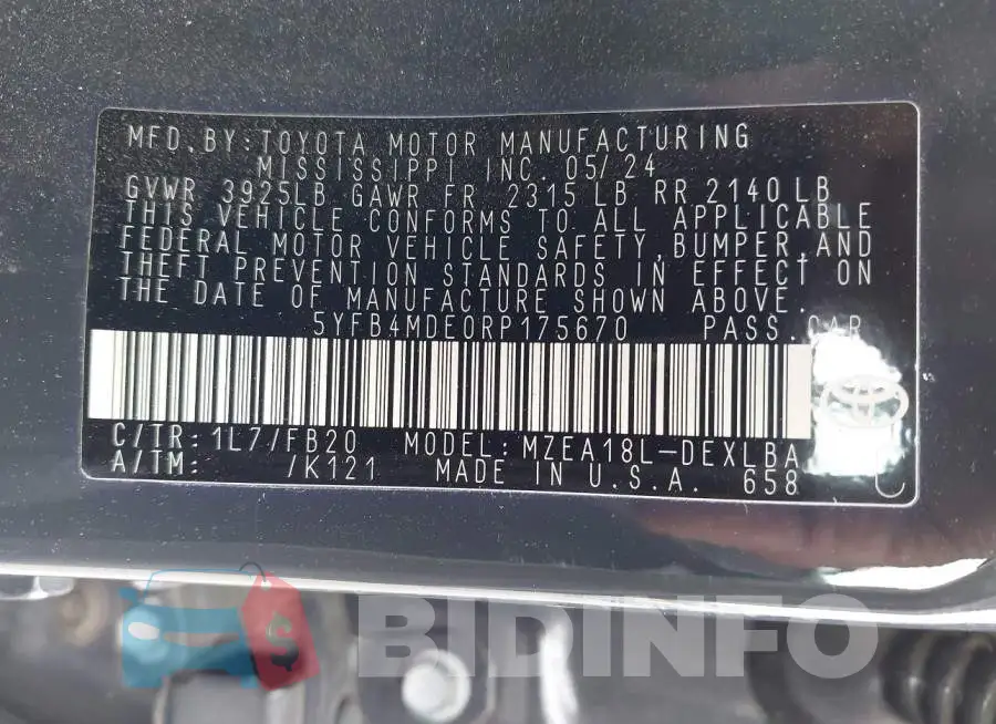 5YFB4MDE0RP175670 Photo# 9