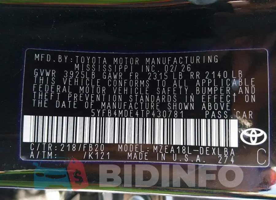 5YFB4MDE4TP430781 Photo# 9