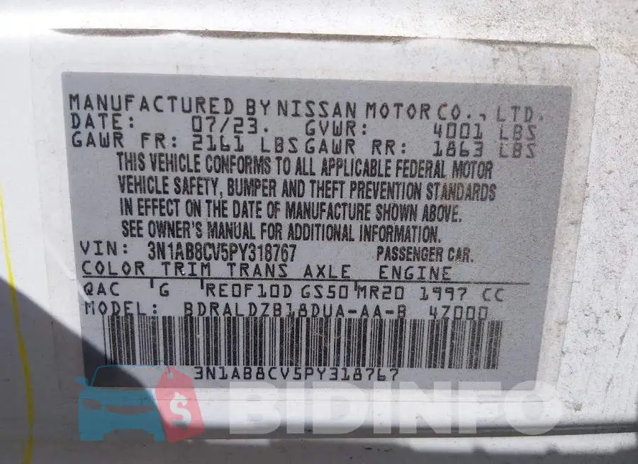 3N1AB8CV5PY318767 Photo# 9