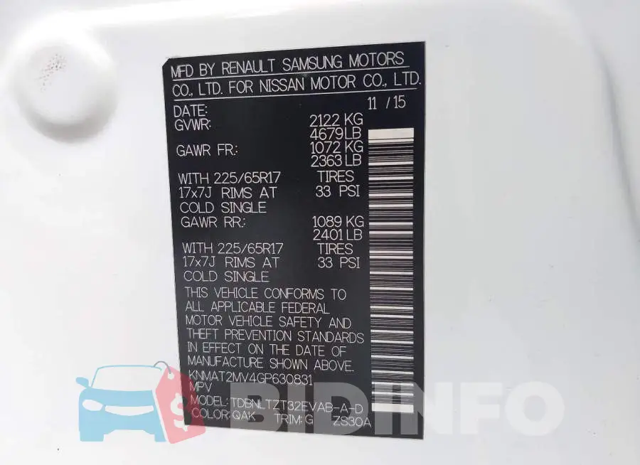 KNMAT2MV4GP630831 Photo# 9