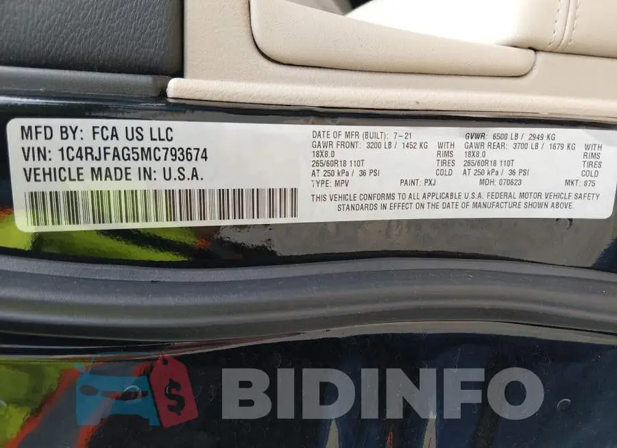 1C4RJFAG5MC793674 Photo# 9