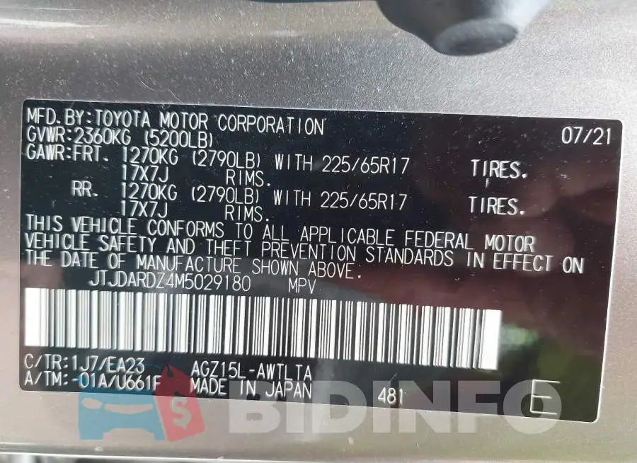 JTJDARDZ4M5029180 Photo# 9
