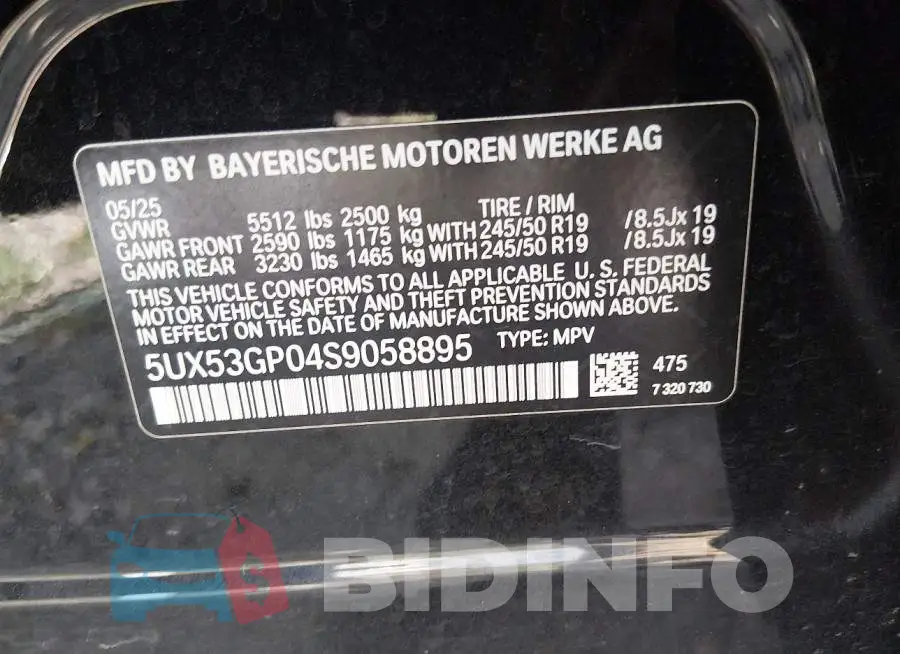 5UX53GP04S9058895 Photo# 8