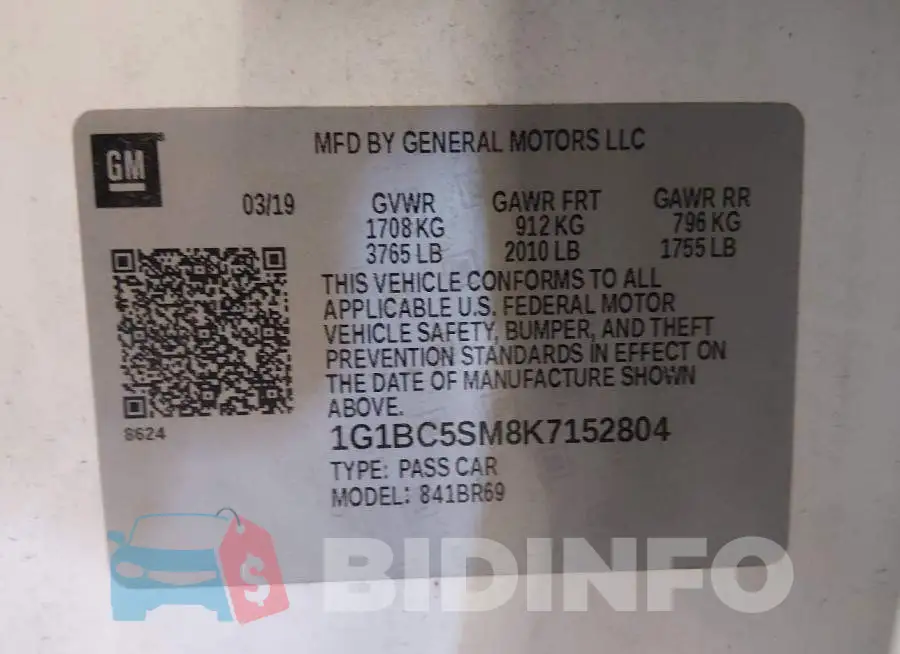 1G1BC5SM8K7152804 Photo# 9