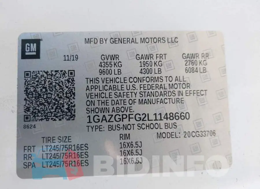 1GAZGPFG2L1148660 Photo# 9