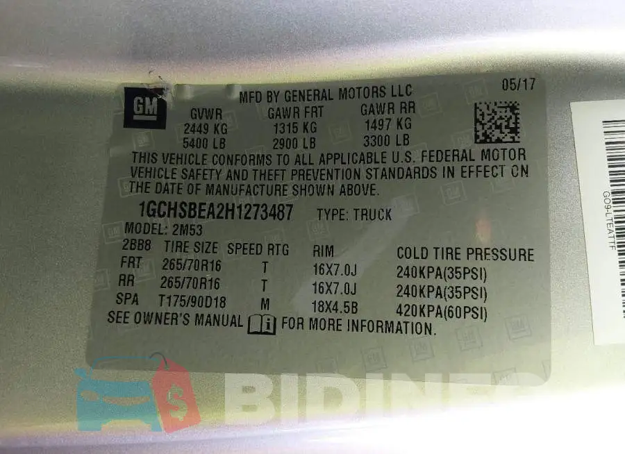 1GCHSBEA2H1273487 Photo# 9