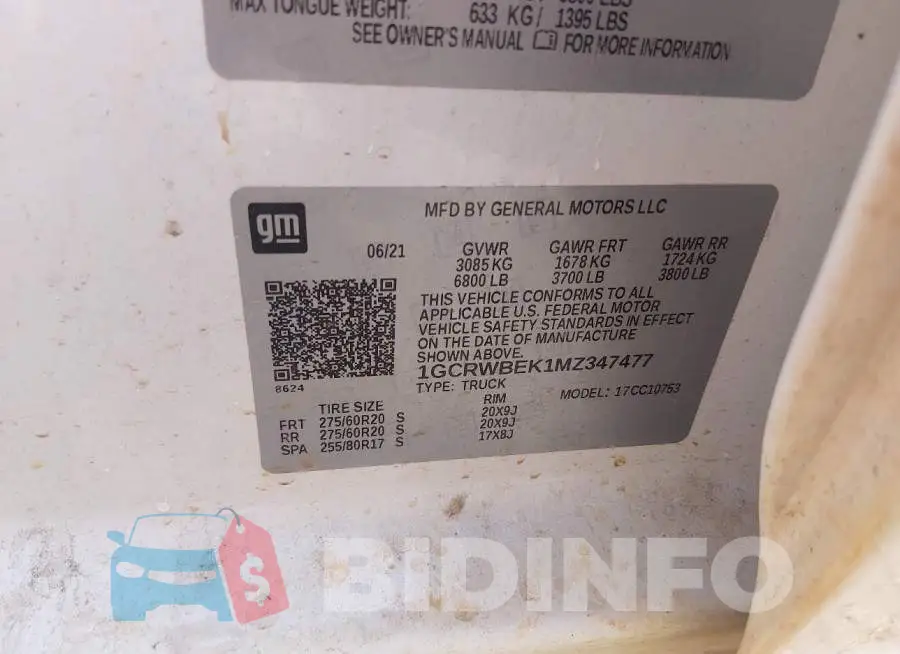 1GCRWBEK1MZ347477 Photo# 9