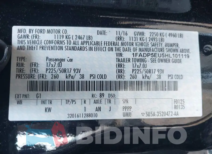 1FADP5EU5HL101119 Photo# 9