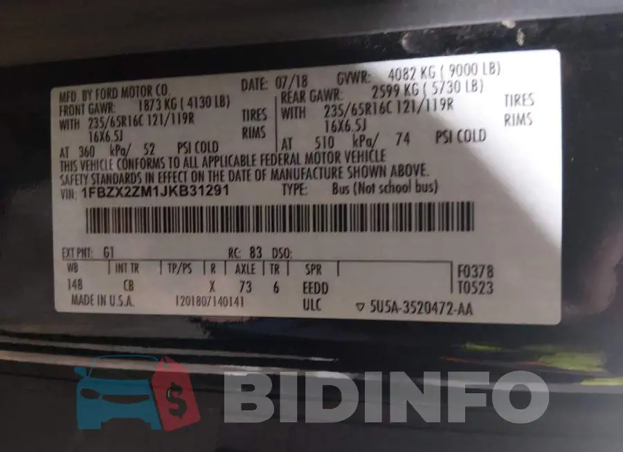 1FBZX2ZM1JKB31291 Photo# 9
