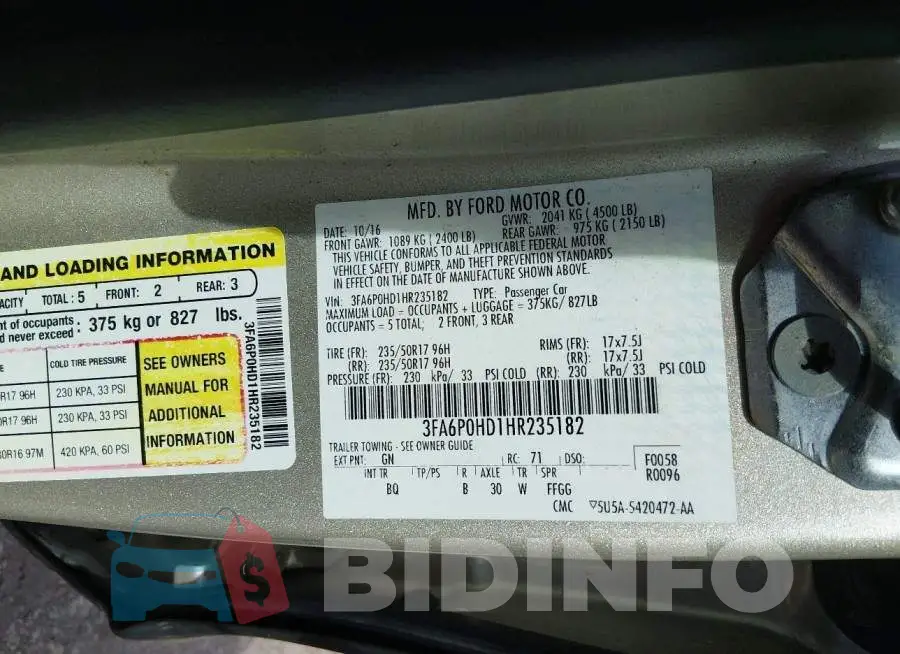 3FA6P0HD1HR235182 Photo# 9