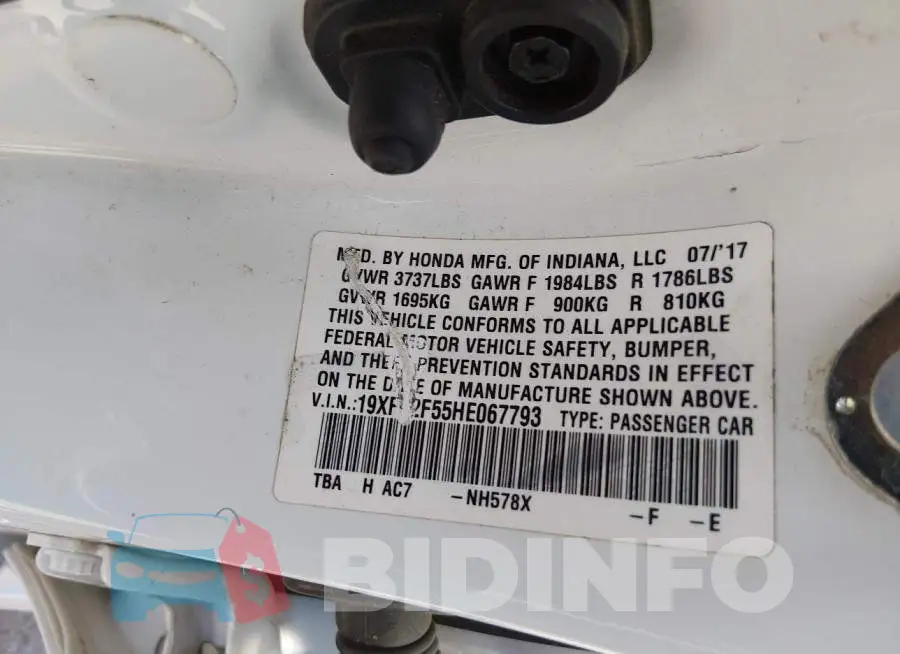 19XFC2F55HE067793 Photo# 9