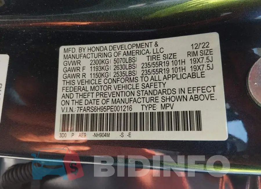 7FARS6H95PE001216 Photo# 9
