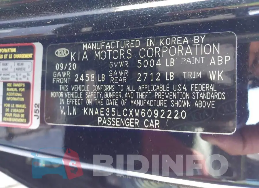 KNAE35LCXM6092220 Photo# 9