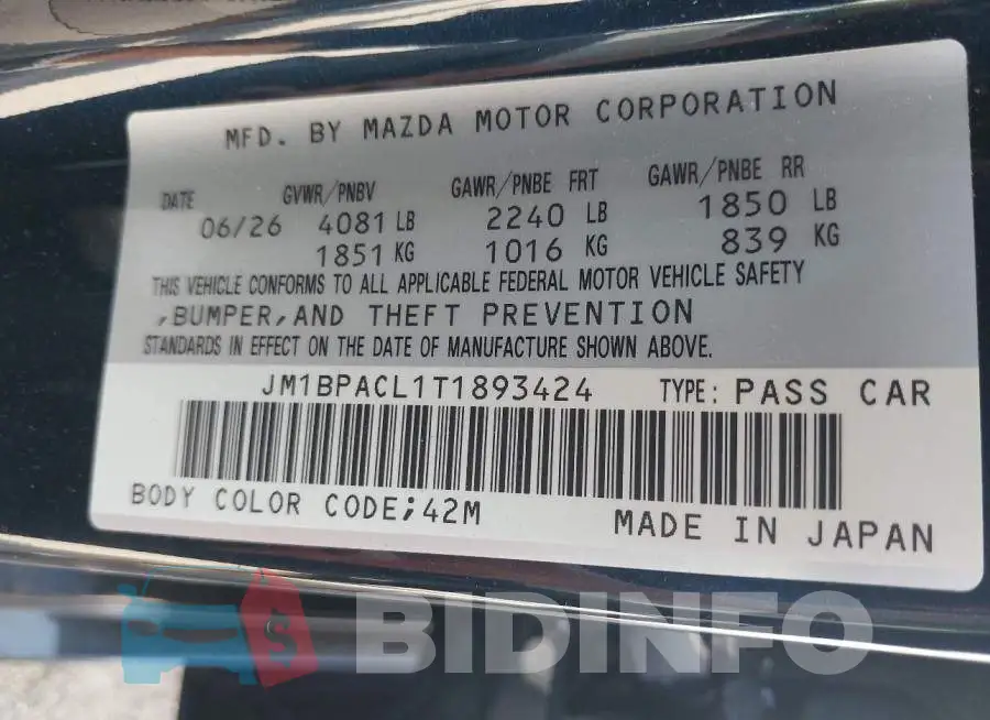 JM1BPACL1T1893424 Photo# 9
