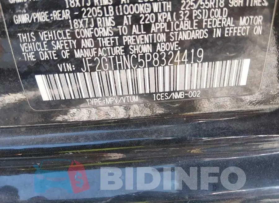 JF2GTHNC5P8324419 Photo# 9