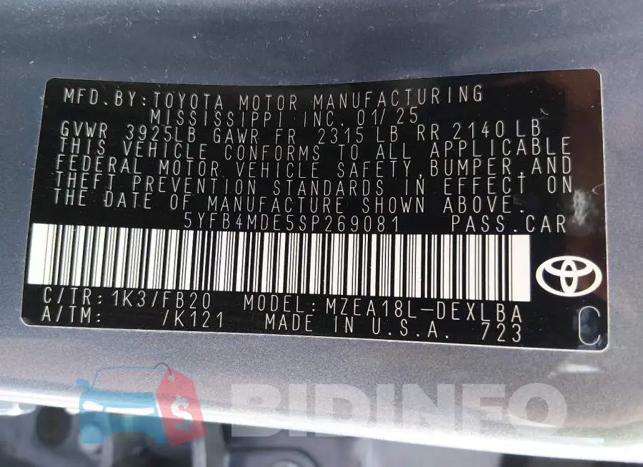 5YFB4MDE5SP269081 Photo# 9
