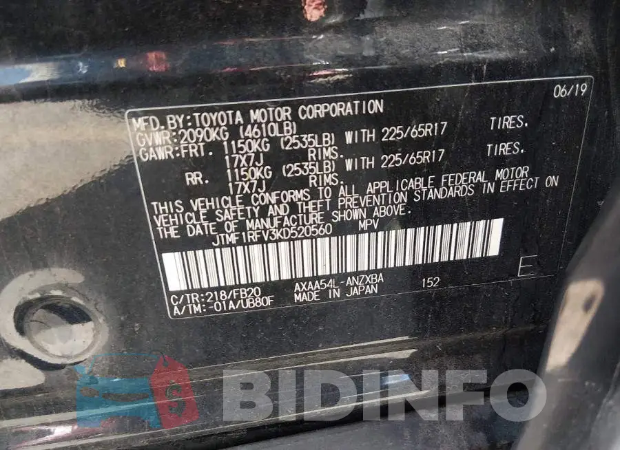 JTMF1RFV3KD520560 Photo# 9