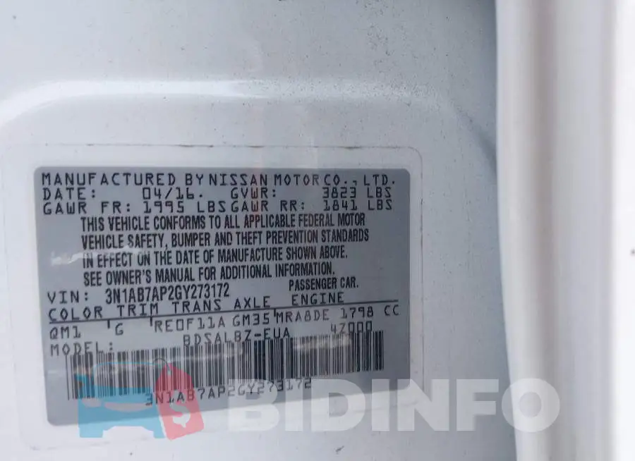 3N1AB7AP2GY273172 Photo# 9
